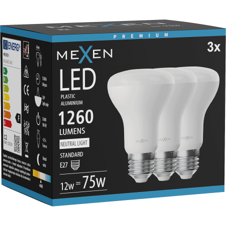 Mexen Nova 3x LED lemputė E27, R63, 12W, Neutrali - 4000K, 1260 lm - L104-E27-1240-01x03