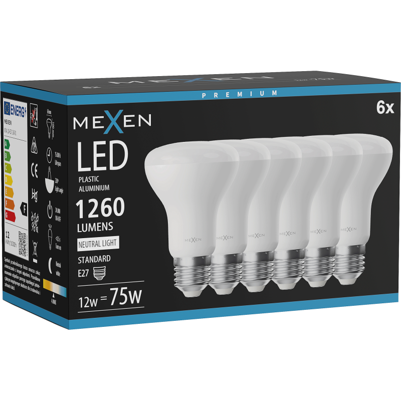 Mexen Nova 6x LED Lemputė E27, R63, 12W, Neutrali - 4000K, 1260 lm - L104-E27-1240-01x06