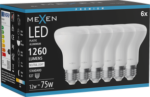 Mexen Nova 6x LED Lemputė E27, R63, 12W, Neutrali - 4000K, 1260 lm - L104-E27-1240-01x06