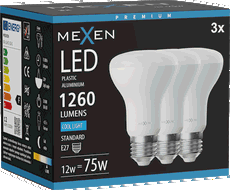 Mexen Nova 3x LED lemputė E27, R63, 12W, Šalta - 6500K, 1260 lm - L104-E27-1265-01x03