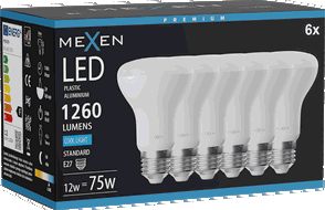 Mexen Nova 6x LED lemputė E27, R63, 12W, Šalta - 6500K, 1260 lm - L104-E27-1265-01x06