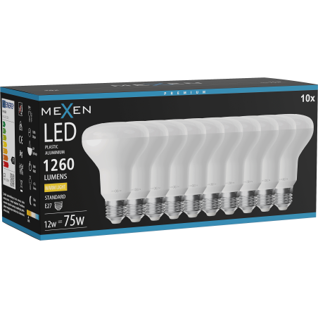Mexen Nova 10x LED lemputė E27, R80, 12W, Šilta - 3000K, 1260 lm - L105-E27-1230-01x10