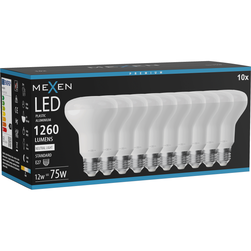 Mexen Nova 10x LED lemputė E27, R80, 12W, Neutrali - 4000K, 1260 lm - L105-E27-1240-01x10