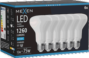 Mexen Nova 6x LED lemputė E27, R80, 12W, Šalta - 6500K, 1260 lm - L105-E27-1265-01x06