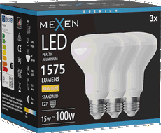 Mexen Nova 3x LED lemputė E27, R80, 15W, Šilta - 3000K, 1575 lm - L105-E27-1530-01x03