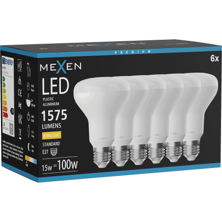 Mexen Nova 6x LED lemputė E27, R80, 15W, Šilta - 3000K, 1575 lm - L105-E27-1530-01x06