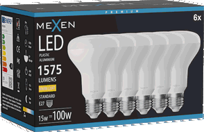 Mexen Nova 6x LED lemputė E27, R80, 15W, Šilta - 3000K, 1575 lm - L105-E27-1530-01x06