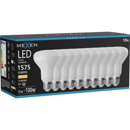 Mexen Nova 10x LED lemputė E27, R80, 15W, Šilta - 3000K, 1575 lm - L105-E27-1530-01x10