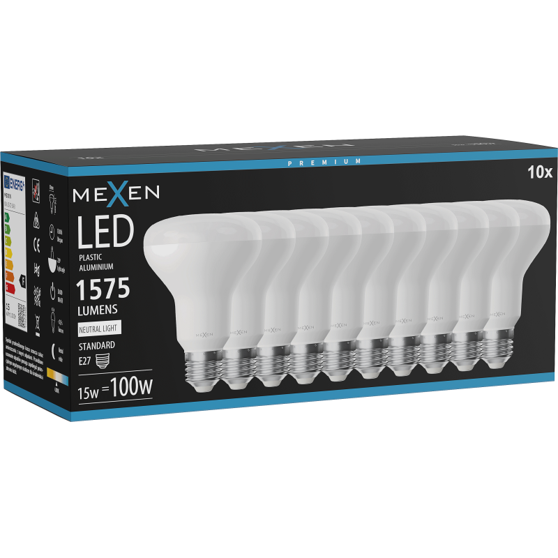 Mexen Nova 10x LED lemputė E27, R80, 15W, Neutrali - 4000K, 1575 lm - L105-E27-1540-01x10
