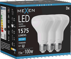 Mexen Nova 3x LED lemputė E27, R80, 15W, Šalta - 6500K, 1575 lm - L105-E27-1565-01x03