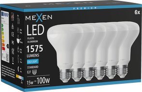Mexen Nova 6x LED lemputė E27, R80, 15W, Šalta - 6500K, 1575 lm - L105-E27-1565-01x06