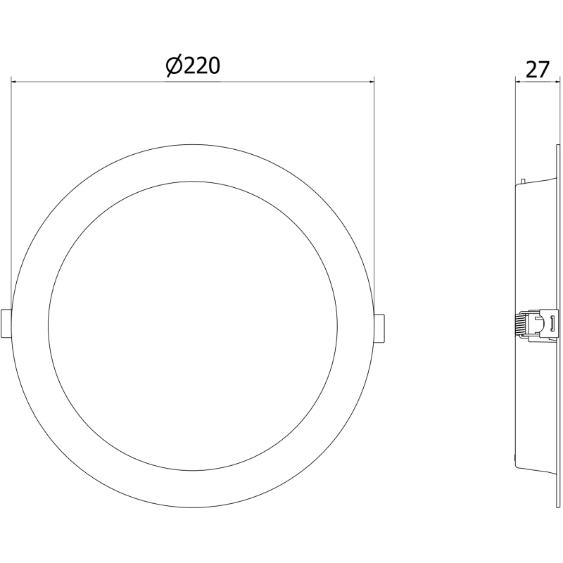 Mexen LDRR lubų šviestuvas įleidžiamas LED Downlight, skersmuo 22 cm, 18W, Neutralus - 4000K, 1440 lm, juodas
