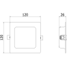 Mexen LDRR lubų atraminis LED įmontuojamas šviestuvas 12 x 12 cm, 6W, Neutralus - 4000K, 600 lm, baltas - L211-012-0640-20