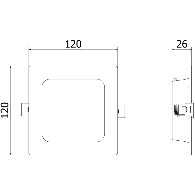 Mexen LDRR LED įleidžiamas lubų panelis downlight 12 x 12 cm, 6W, Šalta - 6500K, 600 lm, baltas - L211-012-0665-20