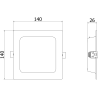 Mexen LDRR Įleidžiamas LED lubinis downlight skydelis 14 x 14 cm, 9W, Neutralus - 4000K, 990 lm, baltas - L211-014-0940-20