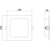 Mexen LDRR įleidžiama LED lubų apšvietimo panelė 14 x 14 cm, 9W, Neutrali - 4000K, 720 lm, juoda - L211-014-0940-70