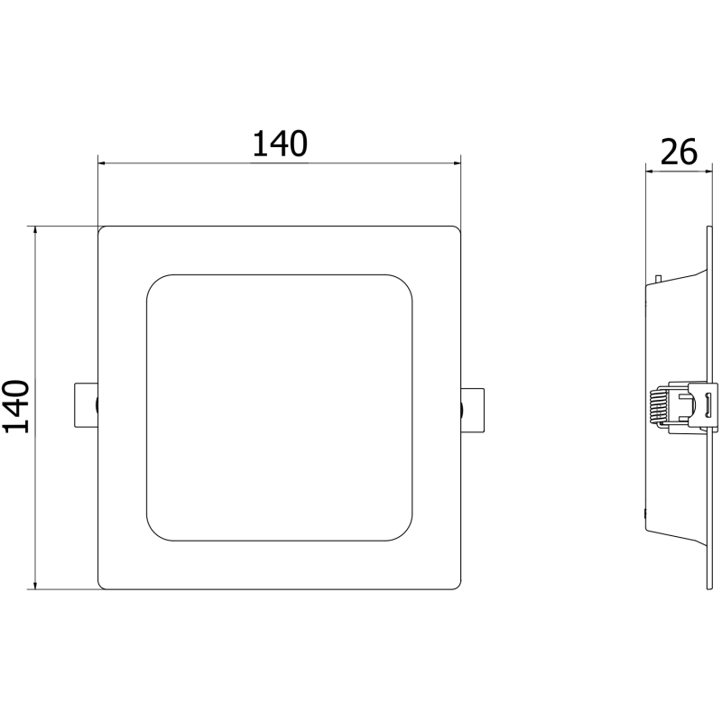 Mexen LDRR įleidžiamas LED žemyninis lubų skydelis 14 x 14 cm, 9W, Šaltas - 6500K, 990 lm, baltas - L211-014-0965-20