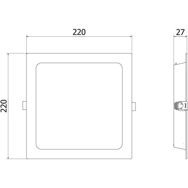 Mexen LDRR LED įleidžiamas lubų žibintas, 22 x 22 cm, 18W, Šaltai balta - 6500K, 1980 lm, balta - L211-022-1865-20