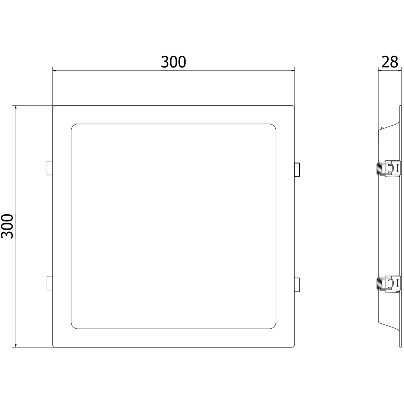 Mexen LDRR lubų skydelis, įleidžiamas LED šviestuvas, 30 x 30 cm, 24W, Neutralus - 4000K, 1920 lm, juodas - L211-030-2440-70
