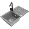 Mexen Pablo granitinė vienos kameros plautuvė su nusausintuvu ir virtuvės maišytuvu Rita, pilka - 6510-71-670300-70