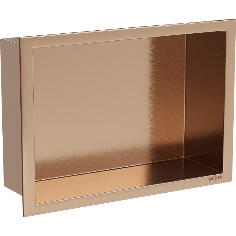 Mexen X-Wall-R įdubusi lentyna su flanšu 30 x 20 cm, šlifuotas varis - 19C0302010