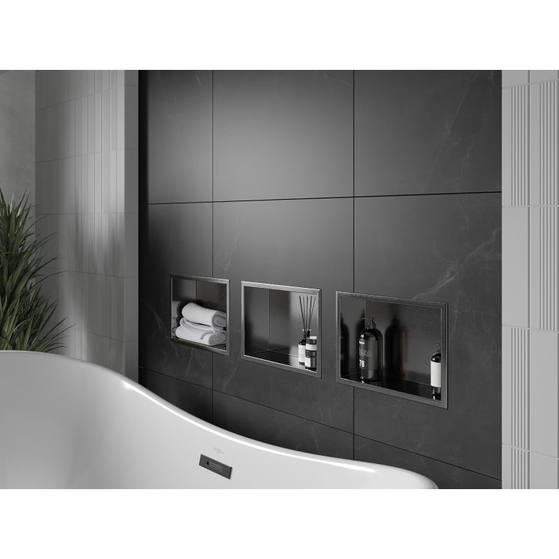 Mexen X-Wall-R nišinė lentynėlė su atvartu 30 x 20 cm, Gun grey šlifuota - 19E0302010
