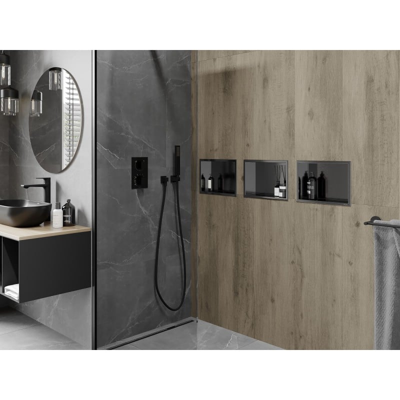 Mexen X-Wall-R nišinė lentynėlė su atvartu 30 x 20 cm, Gun grey šlifuota - 19E0302010