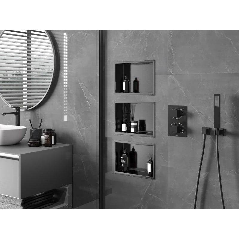 Mexen X-Wall-R nišinė lentynėlė su atvartu 30 x 20 cm, Gun grey šlifuota - 19E0302010