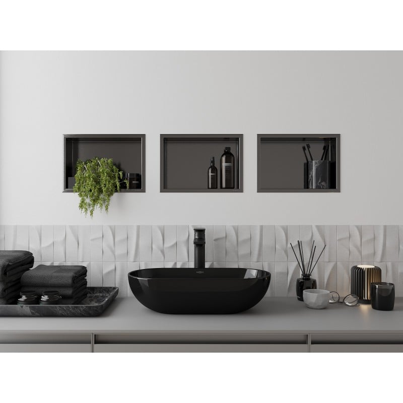 Mexen X-Wall-R nišinė lentynėlė su atvartu 30 x 20 cm, Gun grey šlifuota - 19E0302010