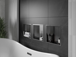 Mexen X-Wall-R nišinė lentyna su flanšu 30 x 30 cm, šlifuota ginklų pilkumo spalva - 19E0303010