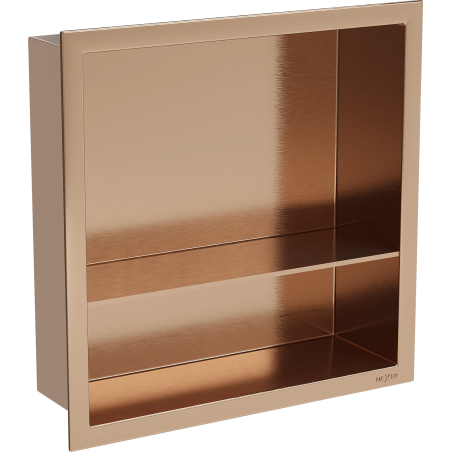 Mexen X-Wall-R nišinė lentyna su apvadais ir lentyna 30 x 30 cm, šlifuotas varis - 19C0303010S