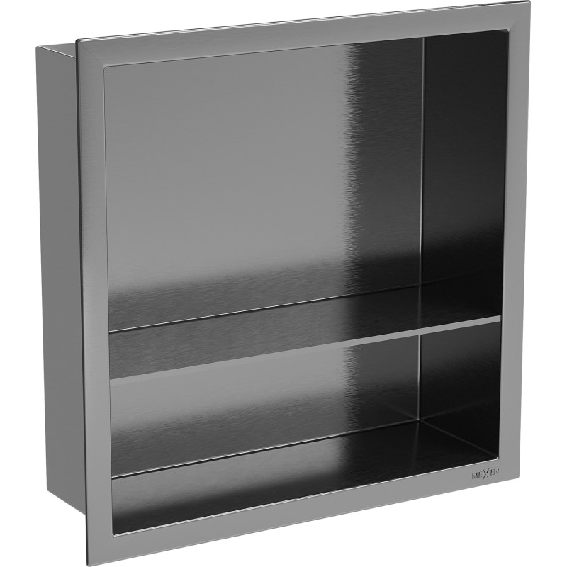 Mexen X-Wall-R įleidžiama lentyna su apvadu ir lentyna 30 x 30 cm, gun gray šlifuota - 19E0303010S