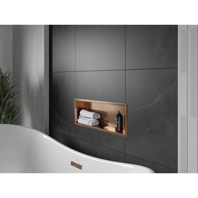 Mexen X-Wall-R nišinė lentyna su apykakle 60 x 20 cm, šlifuotas varis - 19C0602010