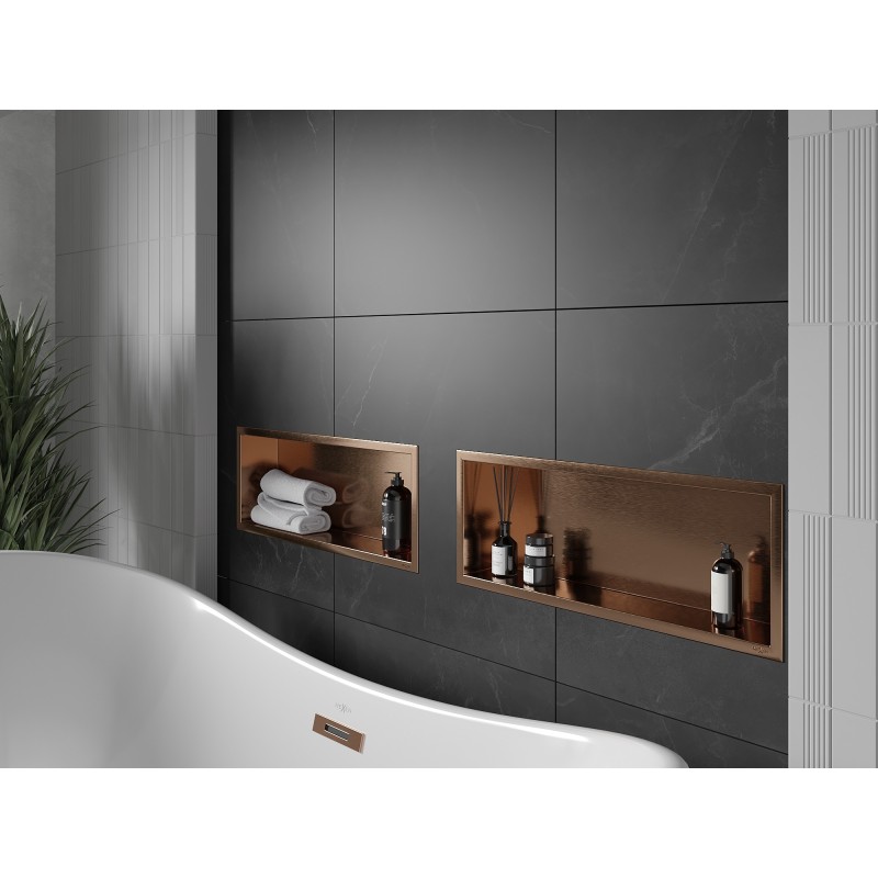 Mexen X-Wall-R nišinė lentyna su apykakle 60 x 20 cm, šlifuotas varis - 19C0602010