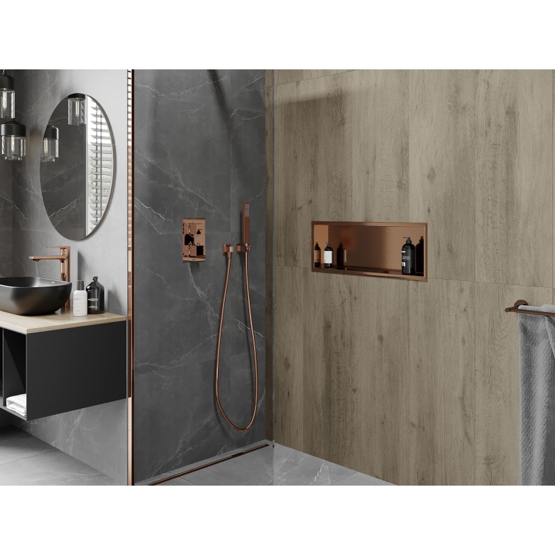 Mexen X-Wall-R nišinė lentyna su apykakle 60 x 20 cm, šlifuotas varis - 19C0602010