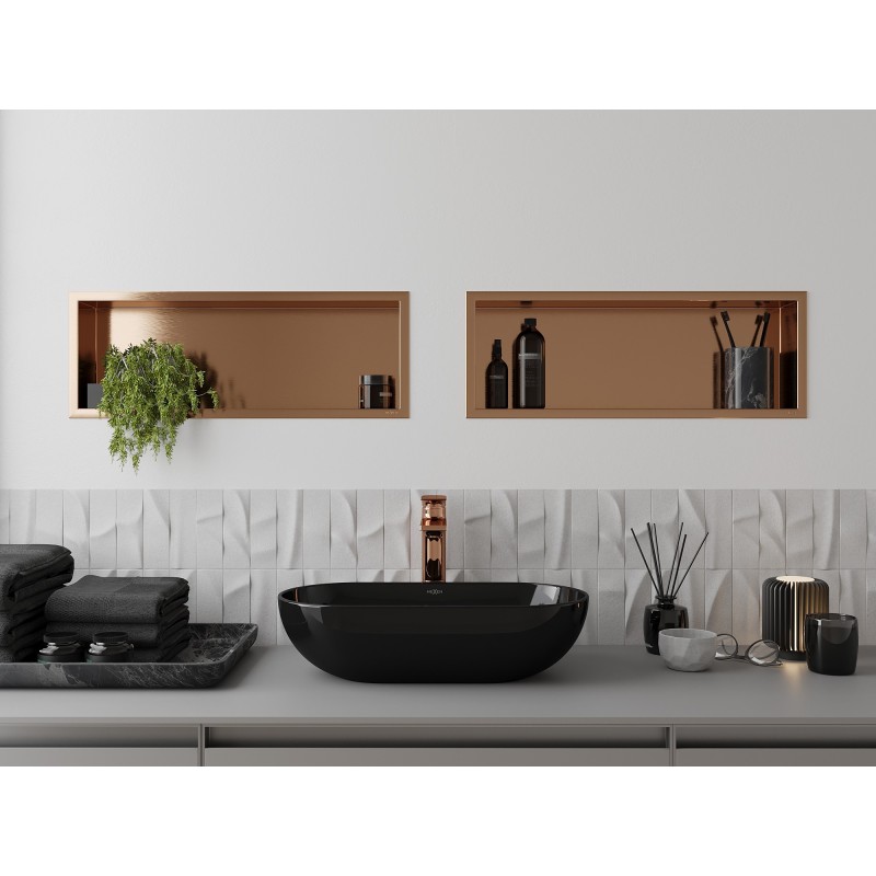 Mexen X-Wall-R nišinė lentyna su apykakle 60 x 20 cm, šlifuotas varis - 19C0602010