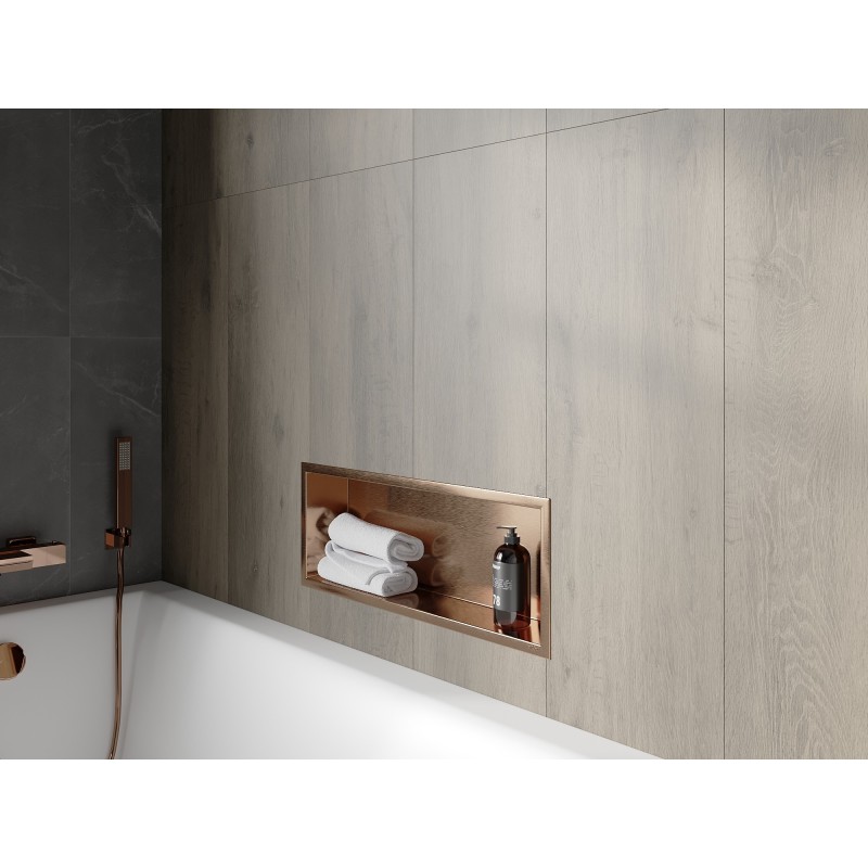 Mexen X-Wall-R nišinė lentyna su apykakle 60 x 20 cm, šlifuotas varis - 19C0602010
