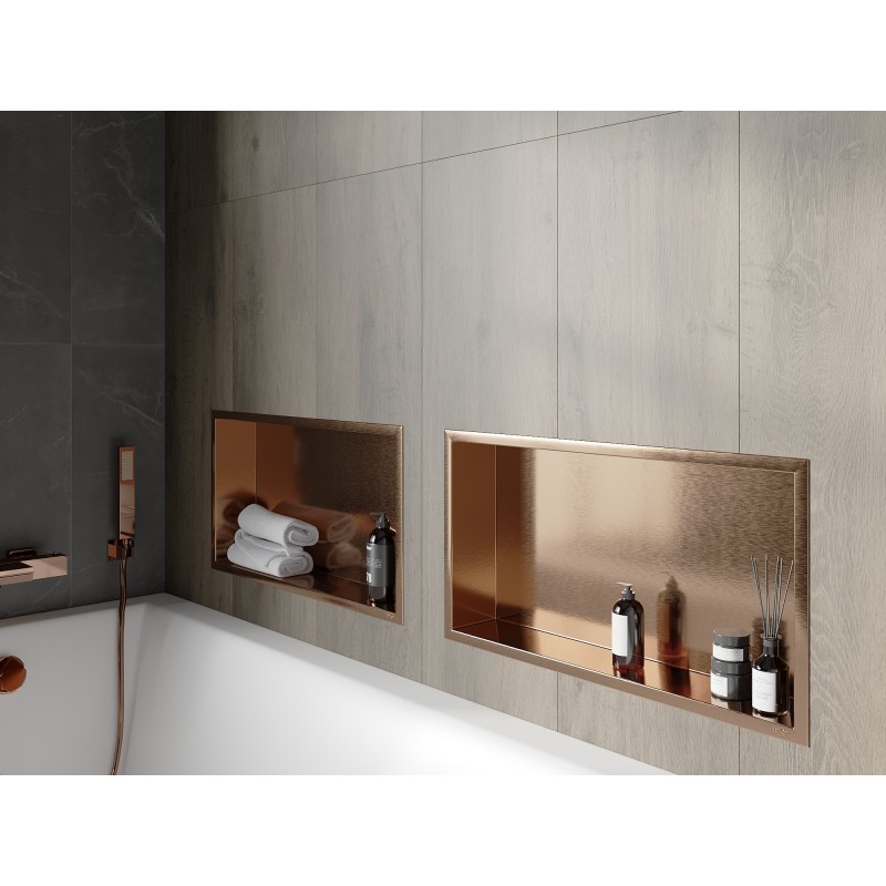 Mexen X-Wall-R nišinė lentyna su apvadu 60 x 30 cm, šlifuotas varis - 19C0603010