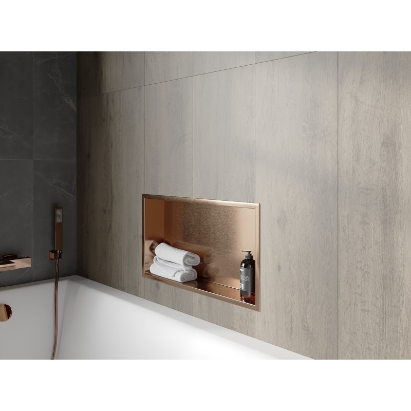 Mexen X-Wall-R nišinė lentyna su apvadu 60 x 30 cm, šlifuotas varis - 19C0603010