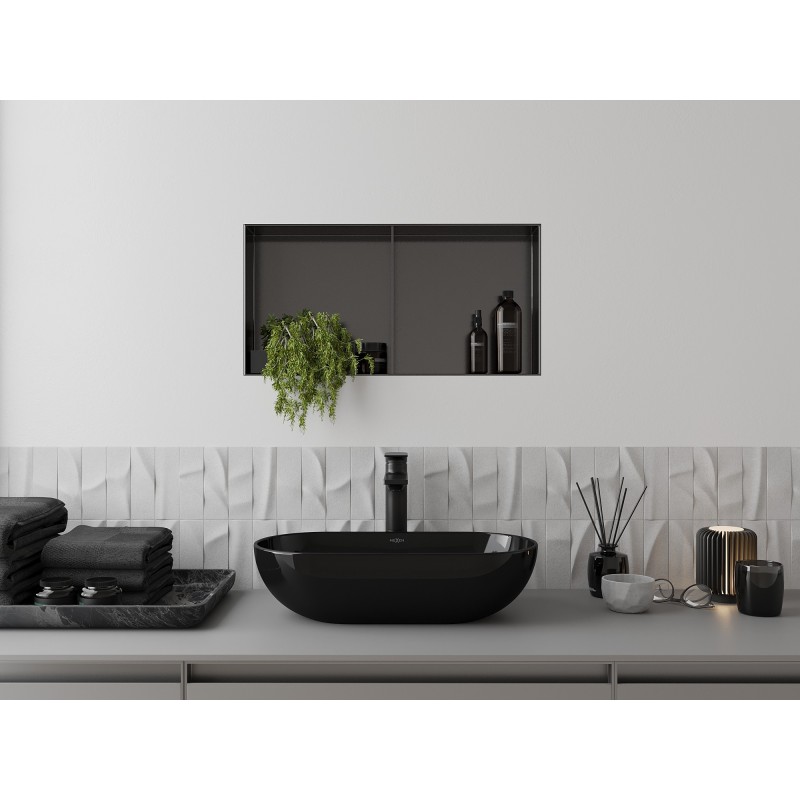 Mexen X-Wall-NR sieninis lentyna be apvado su lentynėle 60 x 30 cm, šlifuotas ginklų pilkumo - 19E1603010S