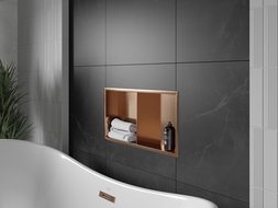 Mexen X-Wall-R nišinė lentyna su apvadu ir lentyna 60 x 30 cm, šlifuotas varis - 19C0603010S