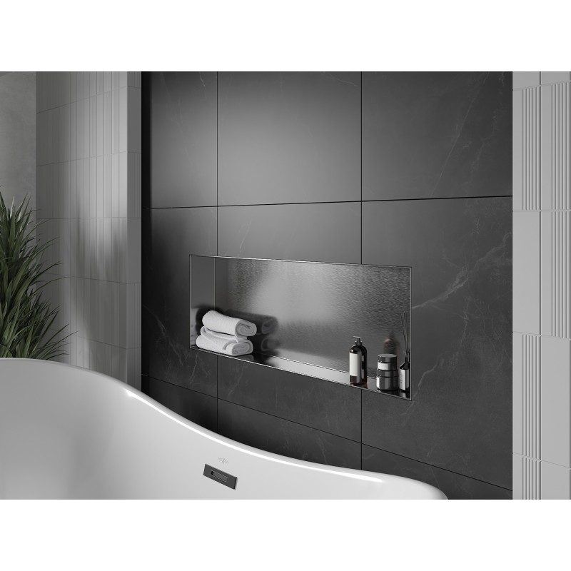 Mexen X-Wall-NR įleidžiama lentynėlė be krašto 90 x 30 cm, šepečiu valytas Gun grey - 19E1903010