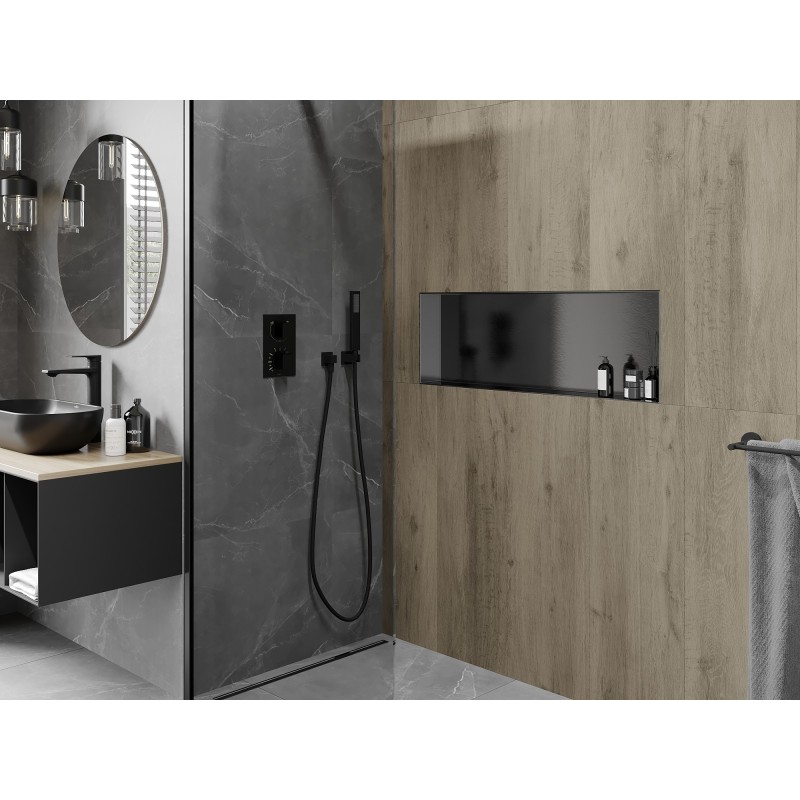 Mexen X-Wall-NR įleidžiama lentynėlė be krašto 90 x 30 cm, šepečiu valytas Gun grey - 19E1903010