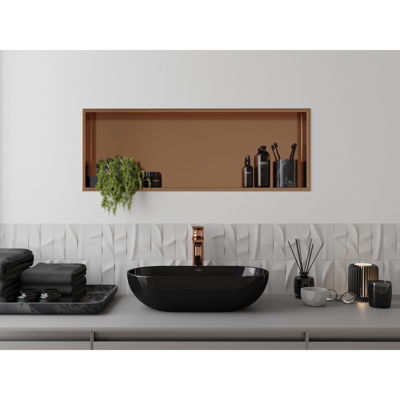 Mexen X-Wall-R nišos lentyna su apvadu 90 x 30 cm, šepečiu valyta varis - 19C0903010