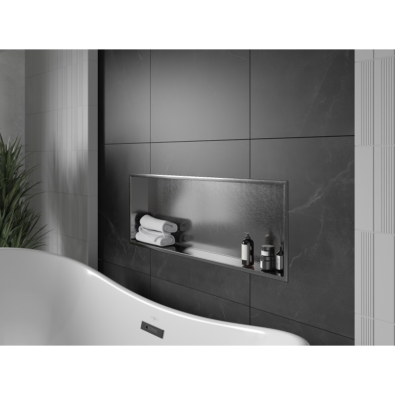 Mexen X-Wall-R įleidžiama lentyna su apvadu 90 x 30 cm, šešėlinė pilka šukuota - 19E0903010