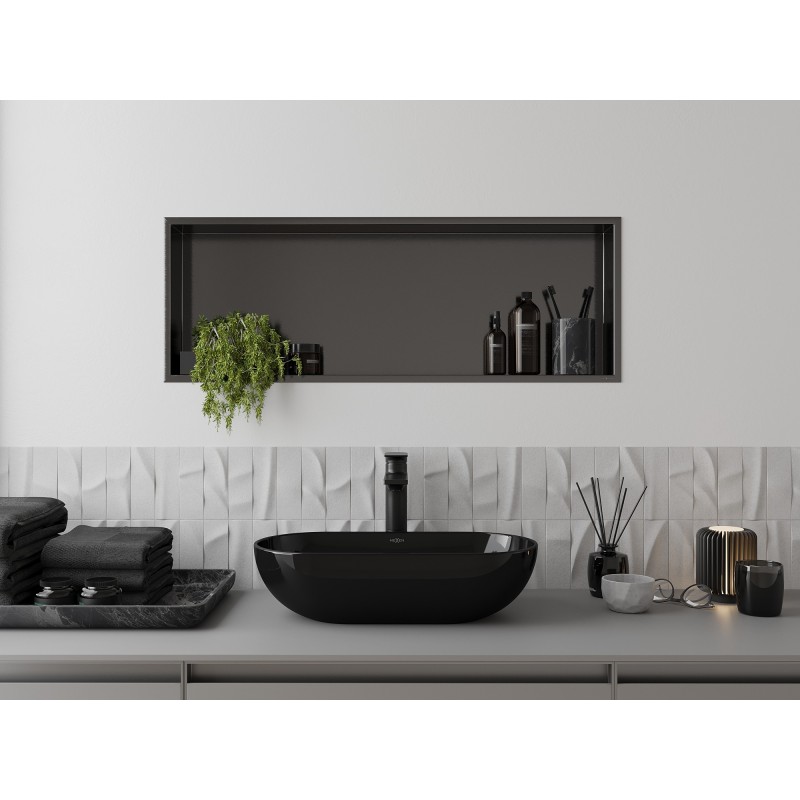 Mexen X-Wall-R įleidžiama lentyna su apvadu 90 x 30 cm, šešėlinė pilka šukuota - 19E0903010