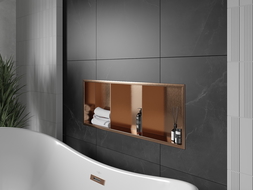 Mexen X-Wall-R nišinė lentyna su apykakle ir lentyna 90 x 30 cm, šlifuotas varis - 19C0903010S