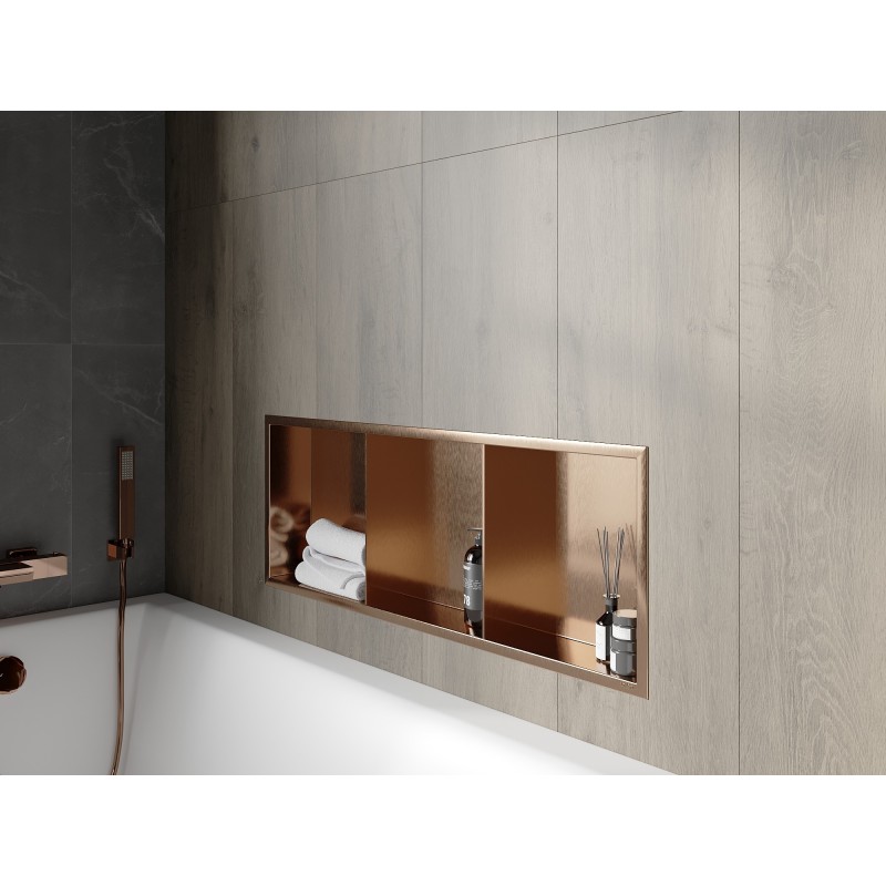 Mexen X-Wall-R nišinė lentyna su apykakle ir lentyna 90 x 30 cm, šlifuotas varis - 19C0903010S