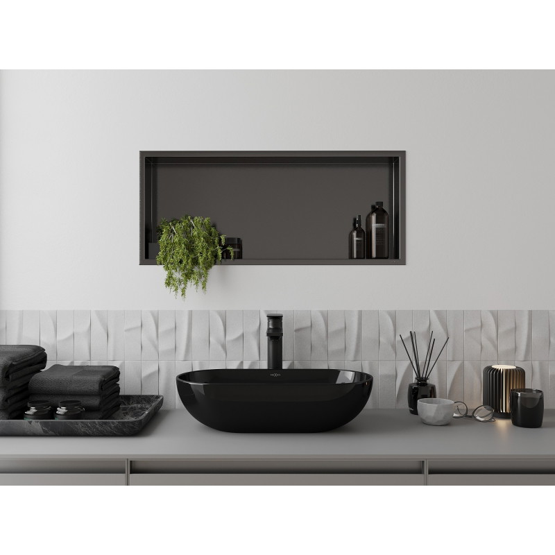 Mexen X-Wall-R nišos lentyna su apykakle 75 x 30 cm, šepetuotas ginklų pilkas - 19E0753010