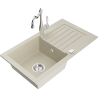Mexen Pablo granitinė vienos kameros plautuvė su nusausintuvu ir virtuviniu maišytuvu Carla, smėlio - 6510-69-670700-00